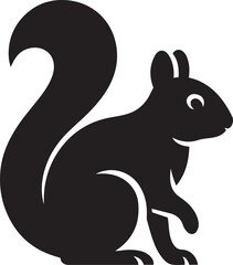 Minimal squirrel silhouette black design, Woodland animal icon flat vector
