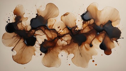 Fototapeta premium Abstract coffee ink wash painting brown beige tones