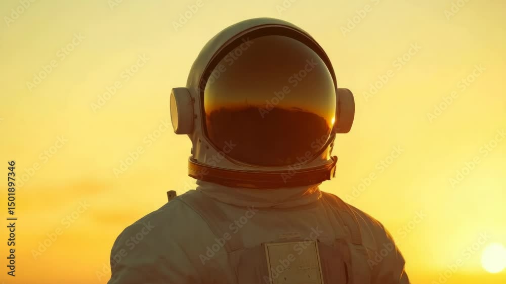 Poster an astronaut in a space suit stands near the surface of the sun, highlighting the extreme conditions