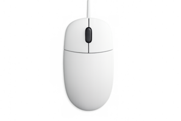 White wireless mouse isolated on a transparent background, perfect for graphic design projects or presentations