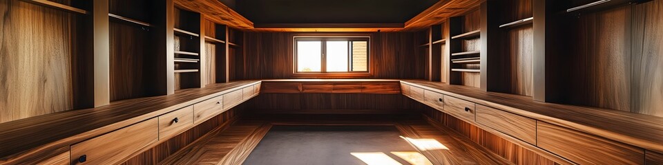 interior of a contemporary home's parota wood dressing room