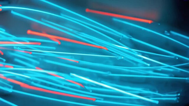 This  features a close-up view of a string of LED lights. The lights are arranged in parallel lines, with both blue and red bulbs creating an appealing visual effect.