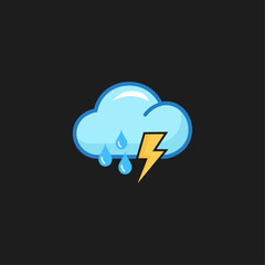 Thunderstorm lightning icon logo flat vector design