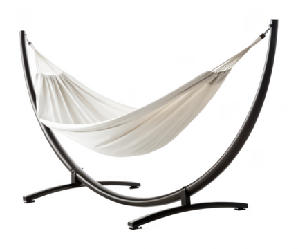 hammock stand png, outdoor hammock frame, garden relaxation stand, portable hammock holder, transparent background