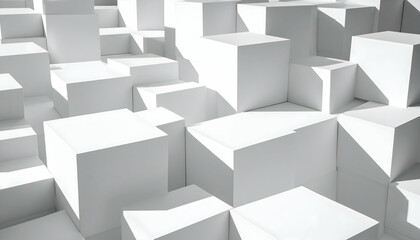 Obraz premium Abstract White Cubes 3D Render Background