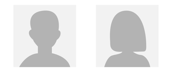 Vector flat illustration in grayscale. Avatar, user profile, person icon, gender neutral silhouette, profile picture. Suitable for social media profiles, icons, screensavers and as a template.