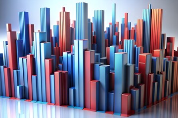 Obraz premium 3D Extruded Lines Forming Abstract Skyline Silhouette