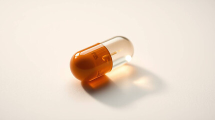 Fototapeta premium Single orange capsule on white background