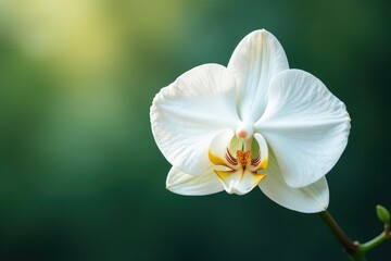 Delicate white orchid blossom, pristine background, flower, macro, fresh