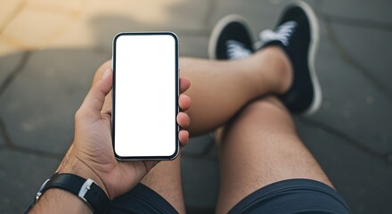 Man Holding Smartphone with Blank White Screen - Mobile Phone Mockup