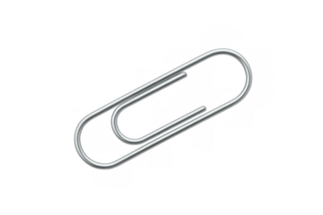 Metallic paperclip standing against transparent background, ready for design work