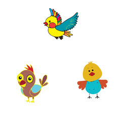  Smile Colorful Birds Vector Set