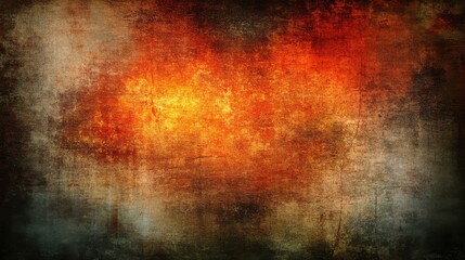 Obraz premium Abstract Grunge Background with Fiery Orange and Dark Textures