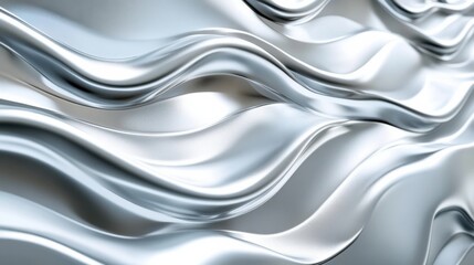 Obraz premium Abstract Silver Waves Surface Texture with Dynamic Flow and Shimmer