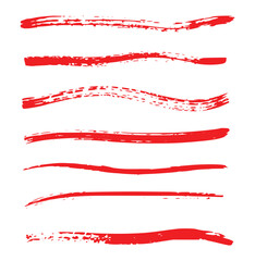 Red brushstroke lines on white background