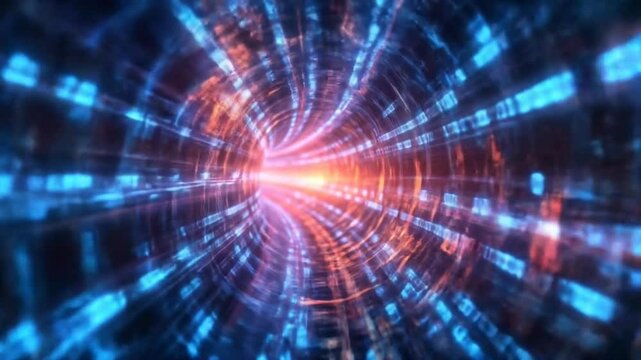 Digital tunnel with binary code.