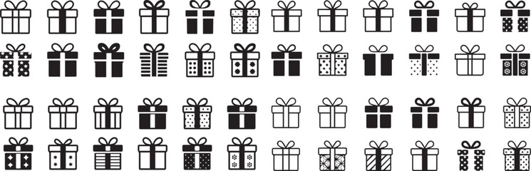Gift Box with Ribbon Icon – Simple Black and White Vector Symbol for Celebration and Holiday Design


