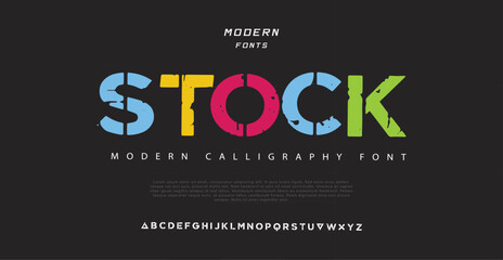 Stock modern, futuristic modern geometric font 