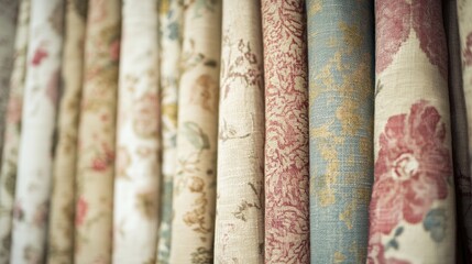 Decorative Textiles in Soft Colors and Intricate Patterns for Interiors