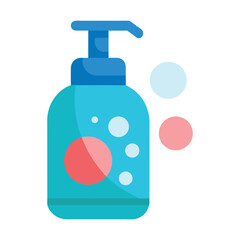 Vector illustration of soap dispenser with bubbles for hygiene concepts