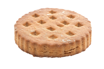 Textured shortbread cookie on black featuring grid pattern and golden brown color