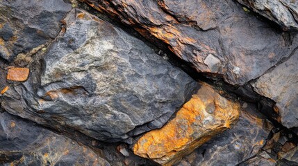 Detailed Close-Up of Textured Natural Rock Surface with Colors