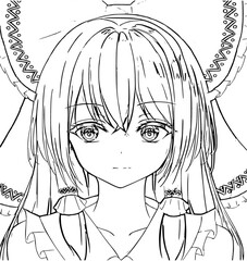 Drawn anime coloring pages illustration	