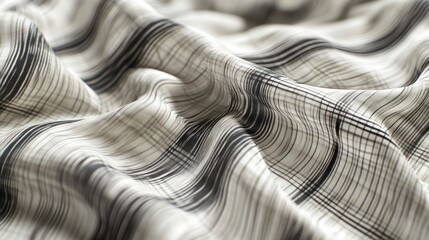 Elegant Black and White Fabric with Flowing Waves and Textures
