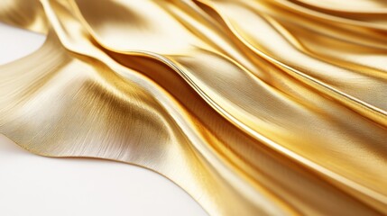 Elegant Golden Fabric Draped with Soft Waves and Smooth Texture