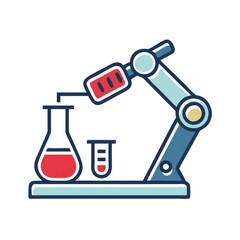 Robotic lab assistant analyzing dosage symbolizing biotech accuracy and lab automation
