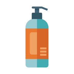 Teal and orange liquid soap dispenser bottle illustration for hygiene products