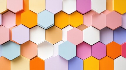Colorful hexagonal shapes arranged in a vibrant geometric pattern