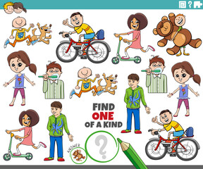 one of a kind puzzle activity with funny cartoon children