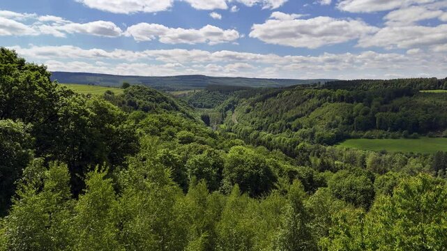 Aerial Views of Valley near Point de Vue du Congo, Ardennes, Belgium