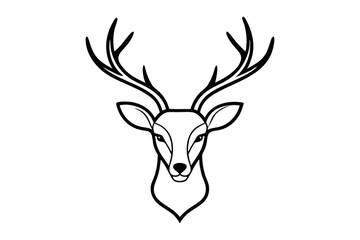Elegant Antlers and Deer Head Line Art