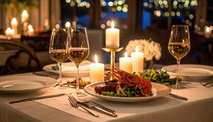 Romantic dinner experience fine dining restaurant gourmet cuisine photography elegant atmosphere intimate setting