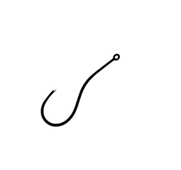 Fishing Hook Silhouette: A sleek and minimalist illustration of a single fishing hook, capturing the essence of angling and the open sea.