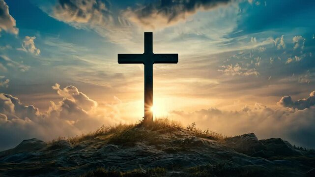Cross on Hill with Clouds