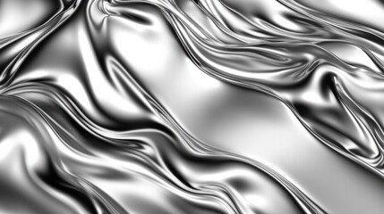 Smooth Silver Fabric Texture with Elegant Flowing Waves