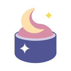 Whimsical night cream jar with moon and star decoration for cosmetic branding