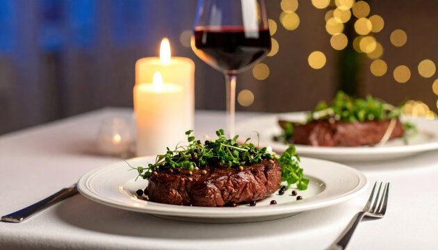 Elegant dining experience romantic restaurant food photography cozy atmosphere close-up culinary delight