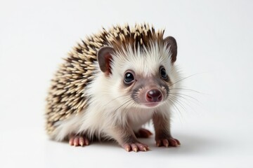 Close-up of a hedgehog on a pure white backdrop , fauna, spines