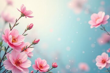 Fototapeta premium Delicate floral motif, pastel shades, soft focus, serene, pattern