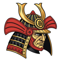 A meticulously detailed image of a samurai helmet, showcasing traditional Japanese motifs and intricate embellishments.  Render in high resolution.