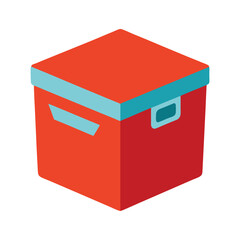 Stylized red and blue storage box vector illustration graphic design