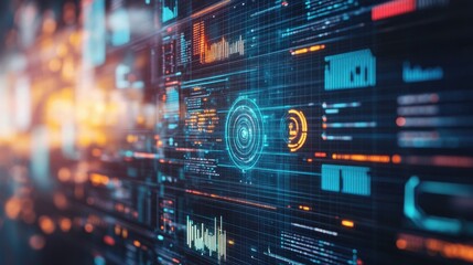 Fototapeta premium Futuristic Digital Interface with Data Visualization and Analytics