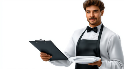 Waiter explaining chef's signature dish to customers