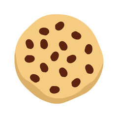 Chocolate chip Cookie biscuit icon. Delicious cookie, flat style. Bite of dessert, bread crumbs, chocolate sweetness. Cookies symbol. Simple Vector illustration isolated on white background EPS 10