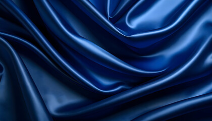 Fototapeta premium Deep Blue Silk Fabric Draped Texture
