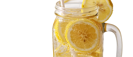 Lemonade in mason jar.